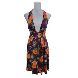 NEW‎ Free People Women's Deep V Floral Printed Halter Dress Size XS